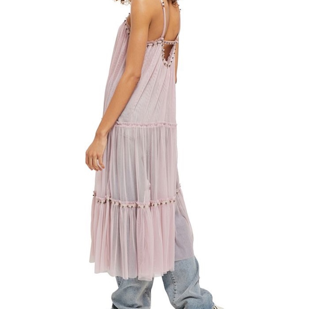 New Free People Night Out Mesh Maxi Midi in Rose